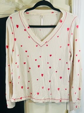 Soma Cream Pajama Top with Ribbon Strap Detail
